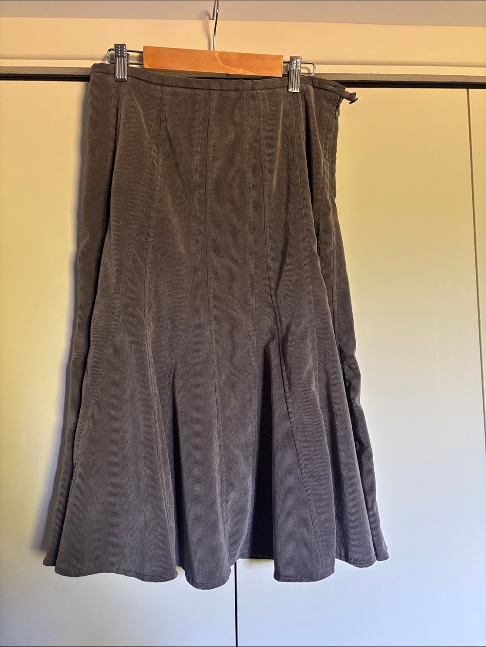 Sharagano Brown Corduroy A-Line Midi Skirt